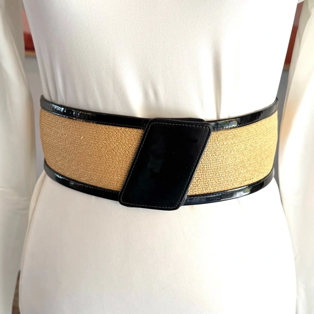 Vintage Anne Klein Black and Tan Wide Belt